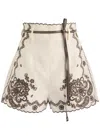 Zimmermann Womens Ivory Chocolate Ascension Embroidered Linen Shorts Xs In Multi