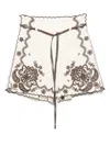 Zimmermann Womens Ivory Chocolate Ascension Embroidered Linen Shorts Xs