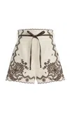 Zimmermann Ascension Embroidered Short Ivory Chocolate In Multi