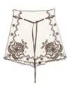 Zimmermann Womens Ivory Chocolate Ascension Embroidered Linen Shorts Xs In White
