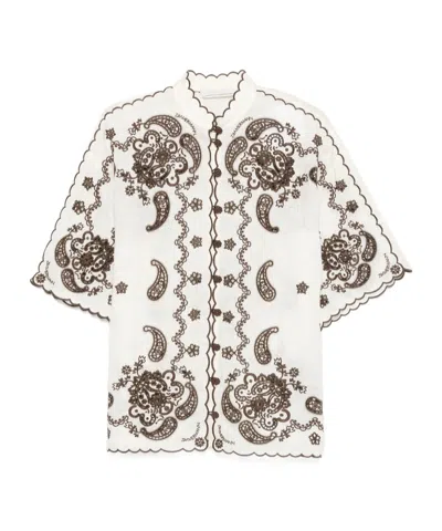 Zimmermann Ascension Embroidered Linen Shirt In Multi