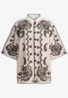 Zimmermann Ascension Leather-trimmed Broderie Anglaise Linen Shirt