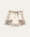 Zimmermann Womens Ivory Chocolate Ascension Embroidered Linen Shorts Xs In Multi