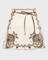 Zimmermann Womens Ivory Chocolate Ascension Embroidered Linen Shorts Xs In Multi