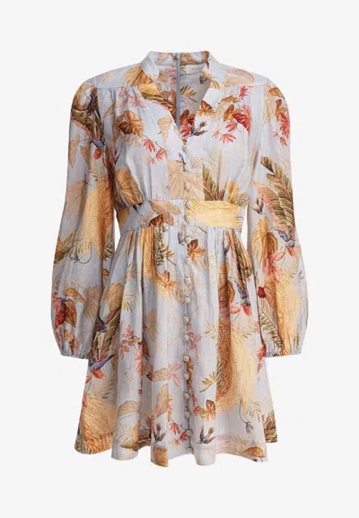 Zimmermann Ascension Floral Print Mini Dress In Multi