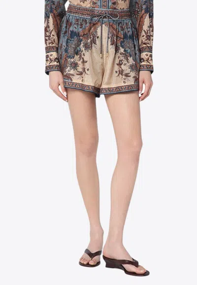 Zimmermann Ascension Floral Print Mini Shorts