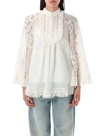 Zimmermann Lace Tunic Blouse In White