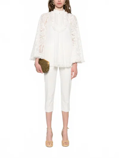 ZIMMERMANN ASCENSION LACE YOKE TUNIC TOP IN CREAM