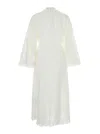 Zimmermann Ascension Lace Yoke White Midi Dress With Lace Embellishment And Stand-up Collar In Ramie Woman In Neutral
