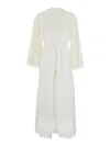 Zimmermann 'ascension Lace Yoke' White Midi Dress With Lace Embellishment And Stand-up Collar In Ram