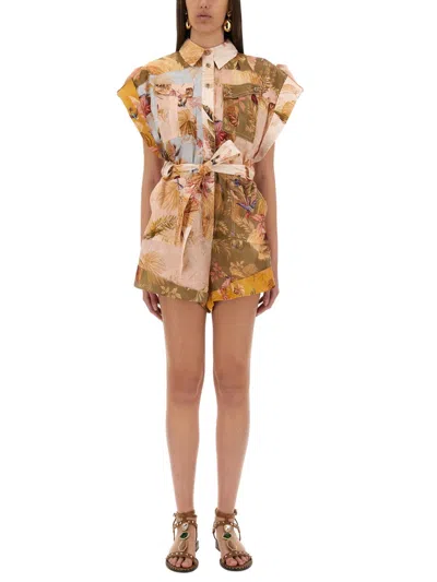 Zimmermann Ascension Lapels Short Overalls In Brown