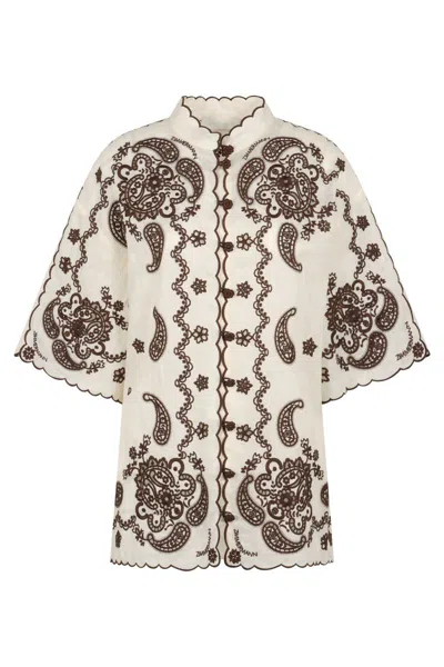 Zimmermann Ascension Embroidered Linen Shirt In Multi