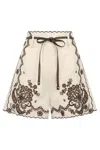 Zimmermann Womens Ivory Chocolate Ascension Embroidered Linen Shorts Xs In Multi