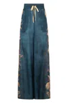 Zimmermann Womens Dark Blue Palm Floral Ascension Relaxed-fit Silk Trousers