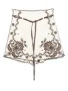 Zimmermann Womens Ivory Chocolate Ascension Embroidered Linen Shorts Xs