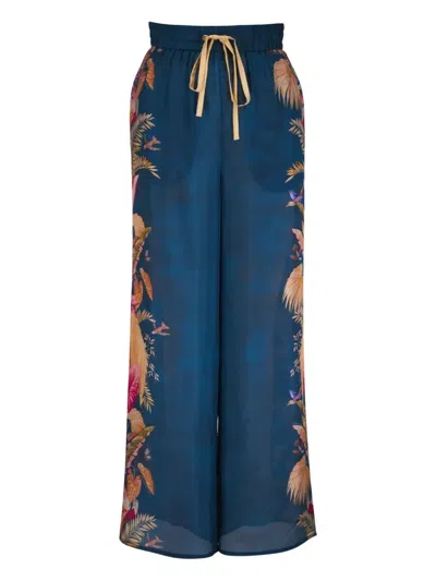 Zimmermann Ascension Linen Trousers In Blue