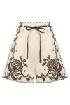 Zimmermann Womens Ivory Chocolate Ascension Embroidered Linen Shorts In White