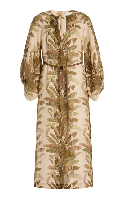ZIMMERMANN ASCENSION LINEN TUNIC MIDI DRESS