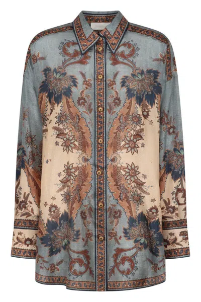 Zimmermann Ascension Manstyle Printed Silk Shirt