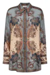 Zimmermann Ascension Manstyle Printed Silk Shirt In Multi