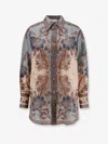 Zimmermann Womens Blue Cream Indienne Ascension Manstyle Graphic-pattern Silk Shirt