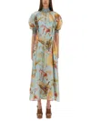 Zimmermann Women Aqua Palm Floral Habotai Silk Ascension Maxi Dress In Blue