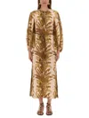 Zimmermann Ascension Brown Dress With Puffed Sleeves And All-over Palm Print In Linen Woman In Multi
