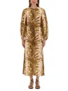 Zimmermann 'ascension' Brown Dress With Puffed Sleeves And All-over Palm Print In Multi