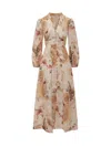 Zimmermann Womens Cream Palm Floral Ascension Plunge Linen Midi Dress In Multi