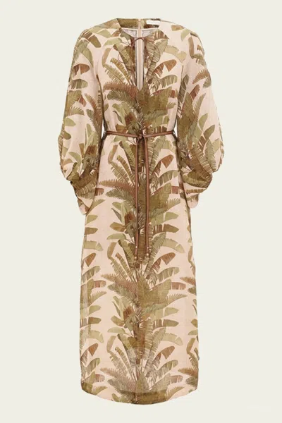 ZIMMERMANN ASCENSION MIDI DRESS IN GREEN PALM
