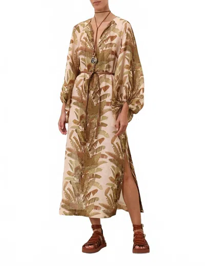 Zimmermann Ascension Linen Midi Dress In Multi