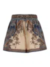 Zimmermann Ascension Multicolor Shorts With Elastic Drawstring And All-over Print In Silk Woman In Neutral
