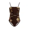 Zimmermann Off-the-shoulder Ascension Swimsuit In Brown