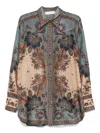 Zimmermann Ascension Silk Manstyle Shirt In Multi