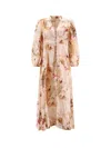 Zimmermann Womens Cream Palm Floral Ascension Plunge Linen Midi Dress In Multi