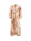Zimmermann Ascension Plunge Printed Linen Dress In Multi