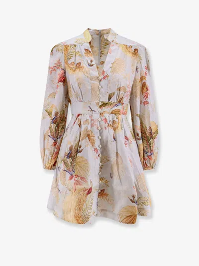 ZIMMERMANN ASCENSION PLUNGE LINEN SHORT DRESS