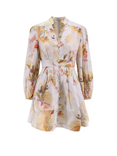 ZIMMERMANN ASCENSION PLUNGE LINEN SHORT DRESS