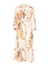 Zimmermann Womens Cream Palm Floral Ascension Plunge Linen Midi Dress In Multi