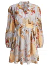Zimmermann Ascension Plunge Mini Dress Dresses Light Blue In Multi