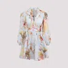 Zimmermann Ascension Plunge Printed Linen Dress In White