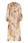 Zimmermann Ascension Plunge Printed Linen Dress In Neutral