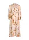 Zimmermann Womens Cream Palm Floral Ascension Plunge Linen Midi Dress In Neutral