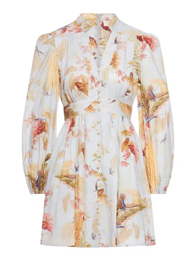 ZIMMERMANN ASCENSION PLUNGE SHORT LINEN DRESS