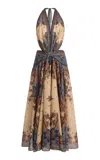 Zimmermann Ascension Printed Cotton Maxi Halter Dress