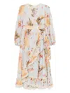 Zimmermann Ascension Lace-trimmed Tiered Printed Cotton-voile Midi Wrap Dress In Multi
