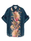 Zimmermann Ascension Printed Silk Shirt In Blue