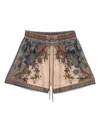Zimmermann Ascension Multicolor Shorts With Elastic Drawstring And All-over Print In Silk Woman In Brown