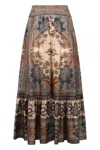 Zimmermann Women Indienne Floral Habotai Silk Ascension Tiered Midi Skirt In Blue