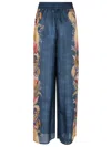 Zimmermann Womens Dark Blue Palm Floral Ascension Relaxed-fit Silk Trousers